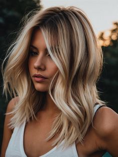 50 Summer Hair Color Ideas for Blondes: A Guide to Stunning Seasonal Shades Just Past The Shoulder Length Hair, Summer Hair 2024 Bronde, Shoulder Length Balayage Blonde, Hair Cuts 2024trends Medium, Short Blonde Hair Layers, Summer 2024 Hair Color Trends, Blonde Shadow Root With Money Piece, Hot Mom Haircut, High Contrast Hair