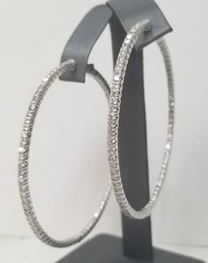 Silver Diamond Hoop Earrings, Diamond Round Earrings, Sparkly Hoop Earrings, Wedding Hoop Earrings, Cool Hoop Earrings, Diamond Hoop Earrings Large, Diamond Earrings Hoop, Diamond Hoops Earrings, White Stone Earrings