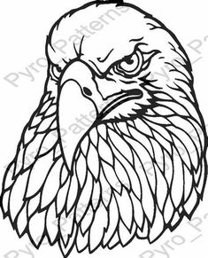 an eagle's head is shown in black and white