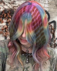 Coloured Streaks In Hair, Transmasc Hair, Oil Spill Hair, Hair Consultation, Color Streaks, Hair Idea, Hair 2024, Dye Colors