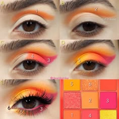 Dramatic Eye Makeup Tutorial, Character Nails, Yellow Eye Makeup, Festival Fits, Eyeshadow Ideas, Art Models, Orange Makeup