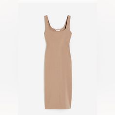 Taupe Midi Dress Stretch Long H&m Midi Length Dress For Day Out, H&m Midi Dress For Day Out, H&m Midi Dress For Brunch, Chic H&m Midi Dress For Day Out, H&m Midi Length Dress For Brunch, H&m Midi Dress For Daywear, Sleeveless Midi Dress By H&m For Day Out, Sleeveless Midi Dress For Day Out By H&m, Chic H&m Dresses For Daywear