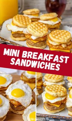 Mini sausage, egg, and hash brown breakfast sandwiches for Easter morning. Easter Breakfast Recipes, Fried Quail, Sliced Cheese, Mini Breakfast, Sausage Patties, Easter Breakfast, Waffle Cake, Easter Morning, Breakfast Sandwiches