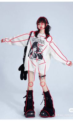 a doll with red lines drawn on it's body