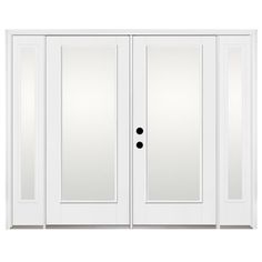 Therma-Tru Benchmark Doors 95-in x 80-in Double Strength Clear Glass Ready To Paint Fiberglass Right-Hand Inswing Prehung Double Door with Sidelights French Patio Door in the Patio Doors department at Lowes.com Double Patio Doors, Pet Door, Patio Door, Door Ideas