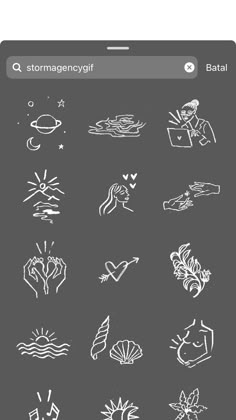 the icons are drawn in white on a gray background, and there is an image of people