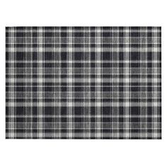 a black and white plaid rug