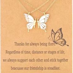 Wow Your Mother, Daughter Or Bestie With This Beautiful, Sentimental, Keepsake Quality Pair Of Vermeil Butterfly Pendants In White Enamel Trimmed In Real 18k Gold Over Sterling Silver. New. One For You And One To Share With Your Best Girl Be It Friend Or Mother/ Daughter. Comes On Sentiment Card. Each Piece Is 1-1/8" Tall X 3/4" Wide On 18-21" Adjustable Chain. White Necklace For Friendship And Mother's Day, White Necklace For Friendship On Mother's Day, Dainty White Necklace For Best Friend Gift, Personalized White Necklace For Best Friend Gift, Personalized White Necklace For Friendship, Personalized White Necklaces For Best Friend Gift, Personalized White Jewelry, White Personalized Jewelry, Cz Stone Necklace