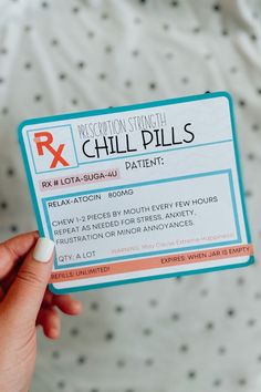 It's important to appreciate those who work in health care, and what better way to show your gratitude than a fun "Chill Pill" candy jar! Whether it's for hospital work, hospice care, nursing homes or another health care field, these printable Chill Pill Jar labels will elevate your appreciation gift to the next level. Simply print out on regular copy paper or card stock and attach to your jar of candy! Chill Pill Jar, Candy Jar Labels, Chill Pill, Copy Paper, Candy Jar