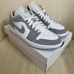 Size 9 In Women’s 100% Authentic No Original Box Serious Inquiries Only ! Air Jordans 1 Low White Wolf Grey, Nike Air Jordan 1 Low Wolf Grey, Air Jordan Wolf Grey, Nike Jordan Low-top Gray Shoes, Gray Low-top Synthetic Jordan Shoes, Air Jordans Women, Nike Retro, Womens Jordans, Jordan Shoes