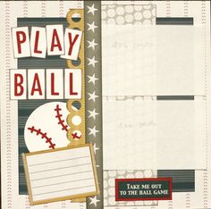 a baseball themed scrapbook with paper and post - it notes