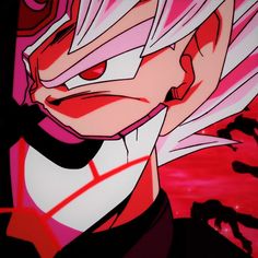 an anime character with white hair and pink eyes looking at the camera while standing in front of a red background