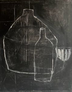 a black and white drawing of a bottle