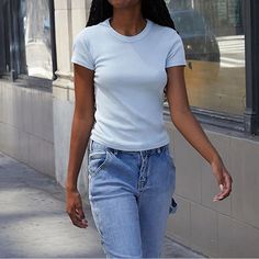 Pacsun Light Blue Basic T Shirt Size- One Size, But Fits Like A Small Color- Light Blue New With Tags- Never Worn Before First Photo Shows The Shirt Modeled #Basics #Everyday #Simple #Comfy Blue Stretch T-shirt For Summer, Light Blue Summer T-shirt For Everyday, Trendy Light Wash Stretch Tops, Light Blue Solid Color Top For Spring, Solid Light Blue Top For Spring, Stretch Light Wash Top For Day Out, Summer Everyday Washed Blue T-shirt, Blue Short Sleeve Summer Tops, Light Wash Everyday T-shirt