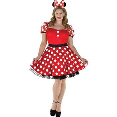 a woman wearing a minnie mouse costume