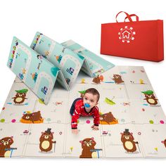 MARBS Baby Play Mat for Infants 77"x70" - Foldable Playmat for Babies and Toddlers, Easy to Clean Foam Play Mat for Baby, Thi Foam Play Mat, Baby Floor Mat, Padded Play Mat, Baby's First Step, Lightweight Baby, Learning Abc