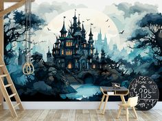 this is an image of a castle wall mural