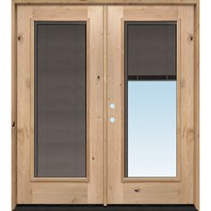 a double door with blinds on the side