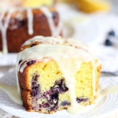 a blueberry bundt cake on a white plate