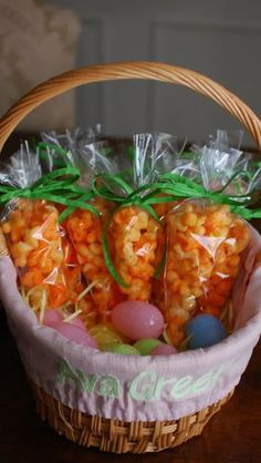 an easter basket filled with candy and candies