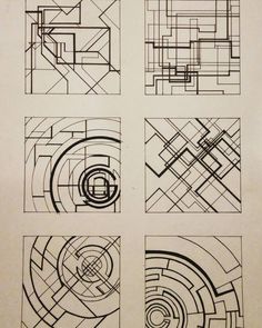 four different types of lines and shapes in black and white ink, each with an individual's own image