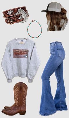 #outfit #inspo #clothes #country #countrygirl #wrangler Western Clothing Ideas, Country Aesthetic Clothing, Wrangler Crewneck, Country Biker Style, Cowgirl Outfits For Winter, Cowgirl School Outfits, Wrangler Jeans Outfits Woman, Country Tomboy Outfits, Teen Cowgirl Outfits