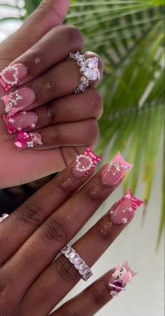 Short Nails With Charms, Nails With Charms, Girly Acrylic