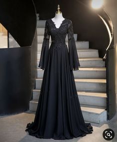 Black Chiffon Wedding Dress, Black Lace Wedding Dress Vintage, Black Aline Wedding Dresses, Black Wedding Dress Elegant Long Sleeve, Vintage Goth Wedding Dress, Black Wedding Gowns Long Sleeve, Simple Dresses Black, Black Lace Wedding Dress With Sleeves, Vintage Black Wedding Dress