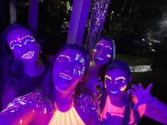 Glow In The Dark Party Makeup, Glow Party Makeup, Makeup Neon, Neon Party Makeup, Neon Party Makeup Ideas, Glow In The Dark Makeup, Neon Costume Ideas