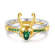 PRICES MAY VARY. 【Exquisite design inspired by Loki】- The WKXZMTR Marvel Rings are carefully crafted to resemble Loki's iconic helmet from the comics and movies. The ring features a stunning emerald centerpiece, which is the symbolic color of Loki's cloak. This unique design is a must-have for any Loki fan and will surely catch the attention of others. ��【Perfect gift for any occasion】- Whether it's Christmas, birthdays, or even just a simple gesture of appreciation, this Loki ring makes for an id Marvel Rings, Loki Ring, Helmet Ring, Marvel Gifts, Cosplay Jewelry, Ring Settings Types, Trendy Ring, Stacked Jewelry, Copper Material