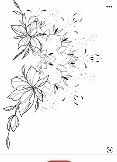 a drawing of flowers on a white background