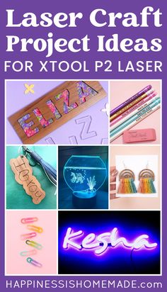 the words laser craft project ideas for xtool p - laser are shown in this collage