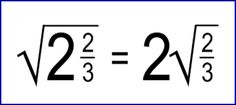 the square root is divided into two equals, and has one side missing from each other