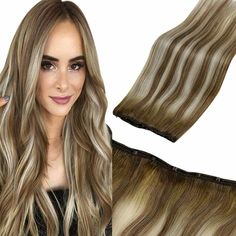 Remy human hair extensions beads weft hair Root Highlight, Beaded Weft Hair Extensions, Balayage Brown To Blonde, Brown To Blonde Hair, Micro Bead Hair Extensions, Diy Hair Extensions, Beaded Hair Extensions, Highlight Blonde, Balayage Brown