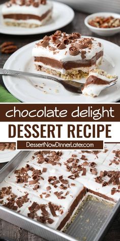 chocolate delight dessert recipe on a white plate