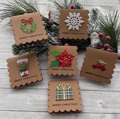 six christmas cards with different designs on them