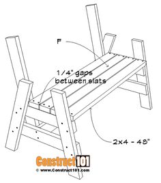 a wooden bench with measurements for the seat and backrests, including two legs