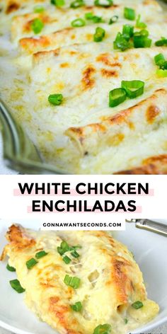 White Chicken Enchiladas Enchiladas Mexicanas, White Sauce Enchiladas, Homemade Sour Cream, Chili Verde, Baked Recipes, Mexican Chicken Recipes, Verde Recipe, Chicken Enchiladas Easy