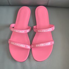 37.5 Eu,Pink/ White Logo-Detailed Slide Sandal Leather Upper And Lining/Synthetic Sole Made In Italy Chic Pink Slip-on Slides, Pink Sandals With Single Toe Strap And Branded Heel, Chic Pink Flat Slides, Pink Leather Slides With Branded Insole, Chic Pink Slip-on Sandals, Pink Synthetic Slides With Flat Heel, Chic Pink Sandals With Single Toe Strap, Designer Pink Slides For Spring, Chic Pink Round Toe Slides