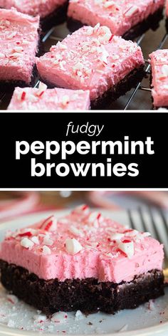 fudgey peppermint brownies on a plate