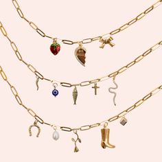 Create a truly personalized piece with our Build-Your-Own Charm Necklace. Choose from our selection of charming pendants, each representing a unique symbol or memory. Mix and match to reflect your individual style and story, crafting a necklace that is as unique as you are. Charms are all individually priced, add as many as your heart desires! …………………………………. Details: Pendants are all Gold Plated or Stainless Steel Chain is Stainless Steel Clasp is 14k Gold Filled Waterproof and good for everyday Classic Cheap Charm Necklaces As Gifts, Affordable Handmade Round Charm Necklaces, Cheap Stainless Steel Necklaces With Charms, Cheap Dainty Charm Necklaces With Adjustable Chain, Affordable Round Brass Charm Necklaces, Charm Necklace Chain, Charm Necklace Aesthetic, Charm Necklace Ideas, Necklace Business