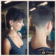 Style Short Hair Long Bangs, Curled Pixie, Choppy Hair, Edgy Short Hair, Short Hair Styles Pixie, Shaved Hair, Pixie Hairstyles