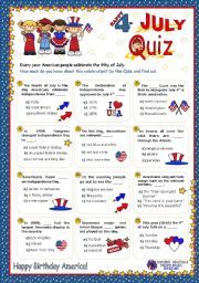 the fourth july quiz poster is shown