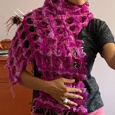 Never Worn, Pink Loom Weave Scarf. One Of A Kind, Unique, Wearable Art. Can Provide Dimensions Upon Request. Weave Scarf, Bohemian Scarves, Woven Scarves, Handcrafted Accessories, Accessories Unique, Wearable Art, Beaded Earrings, Scarf Wrap, Loom