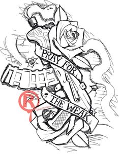 a black and white drawing of roses with the words pray to the king on it