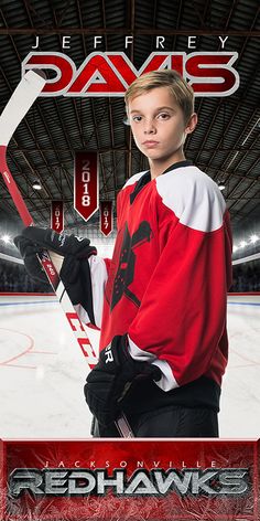 a young hockey player is posing for a photo