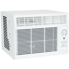 a white window air conditioner on a white background