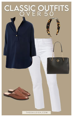 Casual outfit ideas for women over 50 Witte Jeans Outfit, Casual Chique Stijl