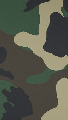 an abstract camo pattern is shown in green, brown and white colors with black spots