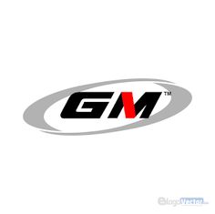 the gm logo is shown in black and white with red accents on it's side